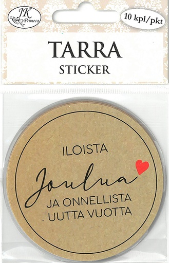 [4251] Tarra pyöreä Jouluteksti natur 10kpl