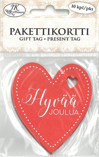 [5198] Pakettikortti Sydän punainen 10kpl