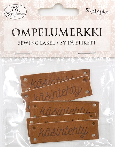 [6889] Ompelumerkki Käsintehty ruskea 5kpl