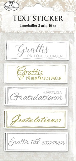 [8867] Text sticker Gratulerar guld/silver 2ark