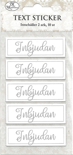 [8869] Text sticker Inbjudan silver 2ark